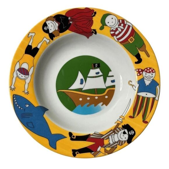 ZarinIran Rare Kids Childrens Breakfast Set Pirate Themed 3 Pieces EUC - Picture 5 of 12